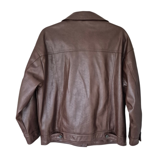 Anthropologie Pilcro Weston Faux Leather Boyfriend Jacket Brown - Picture 6 of 13